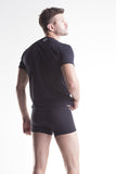 Unico Classic Crew Neck Short Sleeve T-Shirt VOLATIL & Boxer Black Set in Cotton