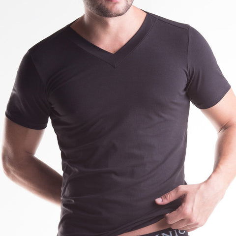 Unico V-Neck Short Sleeve T-Shirt Black