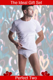 Unico Classic Crew Neck Short Sleeve T-Shirt VOLATIL & Brief WHITE Set in Cotton